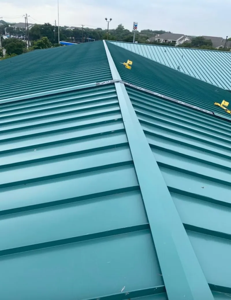 Green commercial metal roof ridge and valley for Metal Roof Repair in Deltona